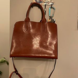 Brown leather crossbody/tophandle